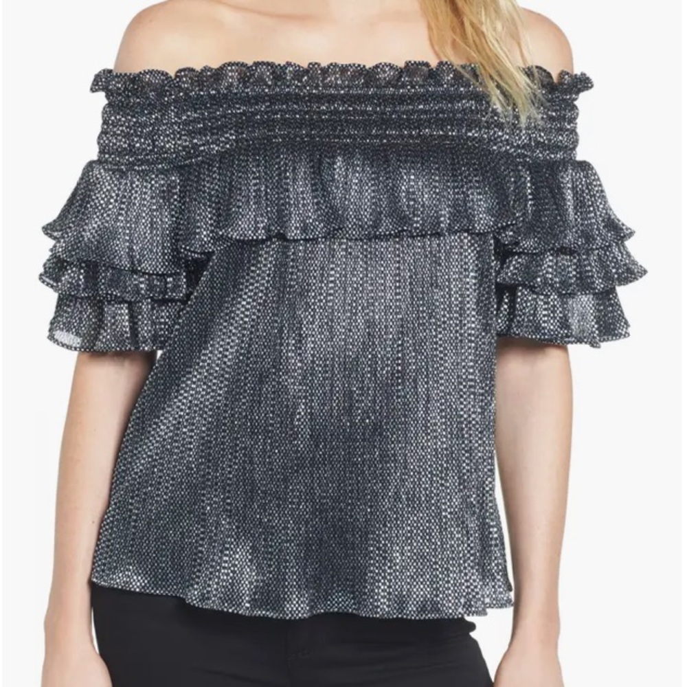 Parker Greta off shoulder metallic blouse